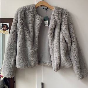 Grey Faux Fur Cropped Jacket!